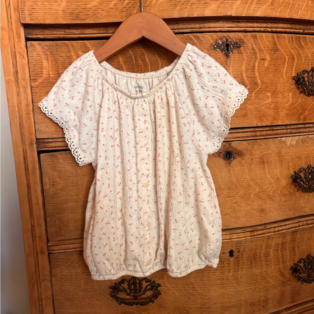 Carter's Cream and Pink Short Sleeve Top